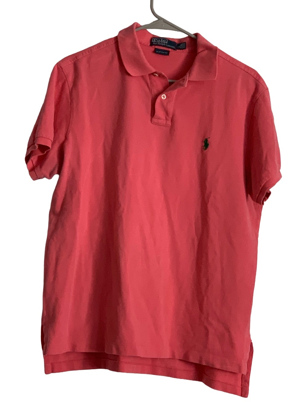 POLO RALPH LAUREN Men’s Salmon Pink Red Pique Short Sleeve Cotton Polo Shirt